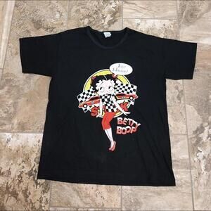 Cute vintage 90s Betty Boop checkered race car shirt